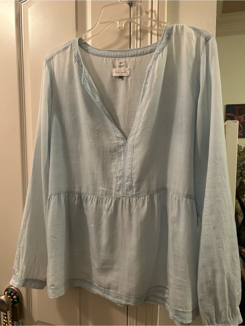 LOFT Light Blue Peasant Tunic Top